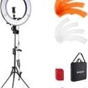 NEEWER Ring Light 18inch Kit: 55W 5600K Professional LED with Stand and Phone Holder, Soft Tube & Bag for Tattoo Lash Extension Barber Makeup Artist Studio Video Photography Lighting, RL-18