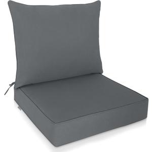 EAGLE PEAK Outdoor Deep Seat Patio Seat Cushion Set, 25 x 25 x 5 inch, 2-Piece Back Chair Cushion, Set of 1, Gray