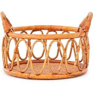 Kate Newborn Photography Props Rattan Circular Basket Handcrafted Bed Mini Bed for Baby Photography Posing Props Photoshoot