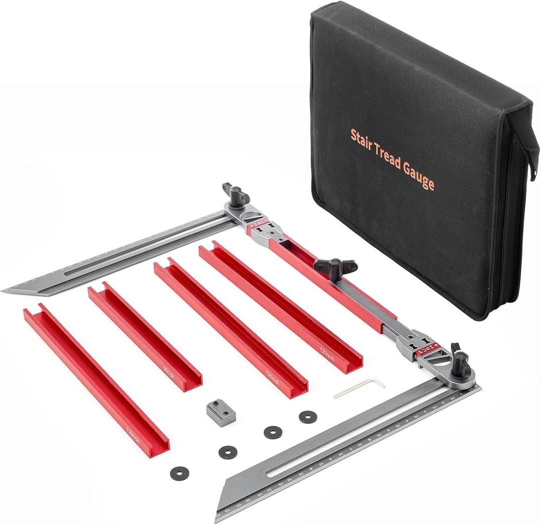 Stair Tread Tool, Stair Tread Template Tool, Stair Tread Jig & Shelf Layout Tool, Adjustable Length and Angle Layout Tool Cutting Guide Tools