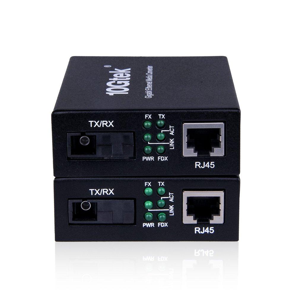 ipolex A Pair of Gigabit Ethernet Single-Mode SC Fiber Bidi Media Converter, Built-in BiDi SFP B LX Fiber Module, 1310/1550nm, SMF, up to 20KM, SC Fiber to 10/100/1000Base-TX (UTP/STP/Cat5e/Cat6 RJ45)