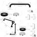 Black L-Shaped Grab Bar 12x24 Inch + Knurled Shower Grab Rail 20 Inch, Zepolu Stainless Steel Toilet Safety Bar 90 Degree, Angled Balance Support Assist Bar for Elderly, Bathroom Mobility Aid Handrail