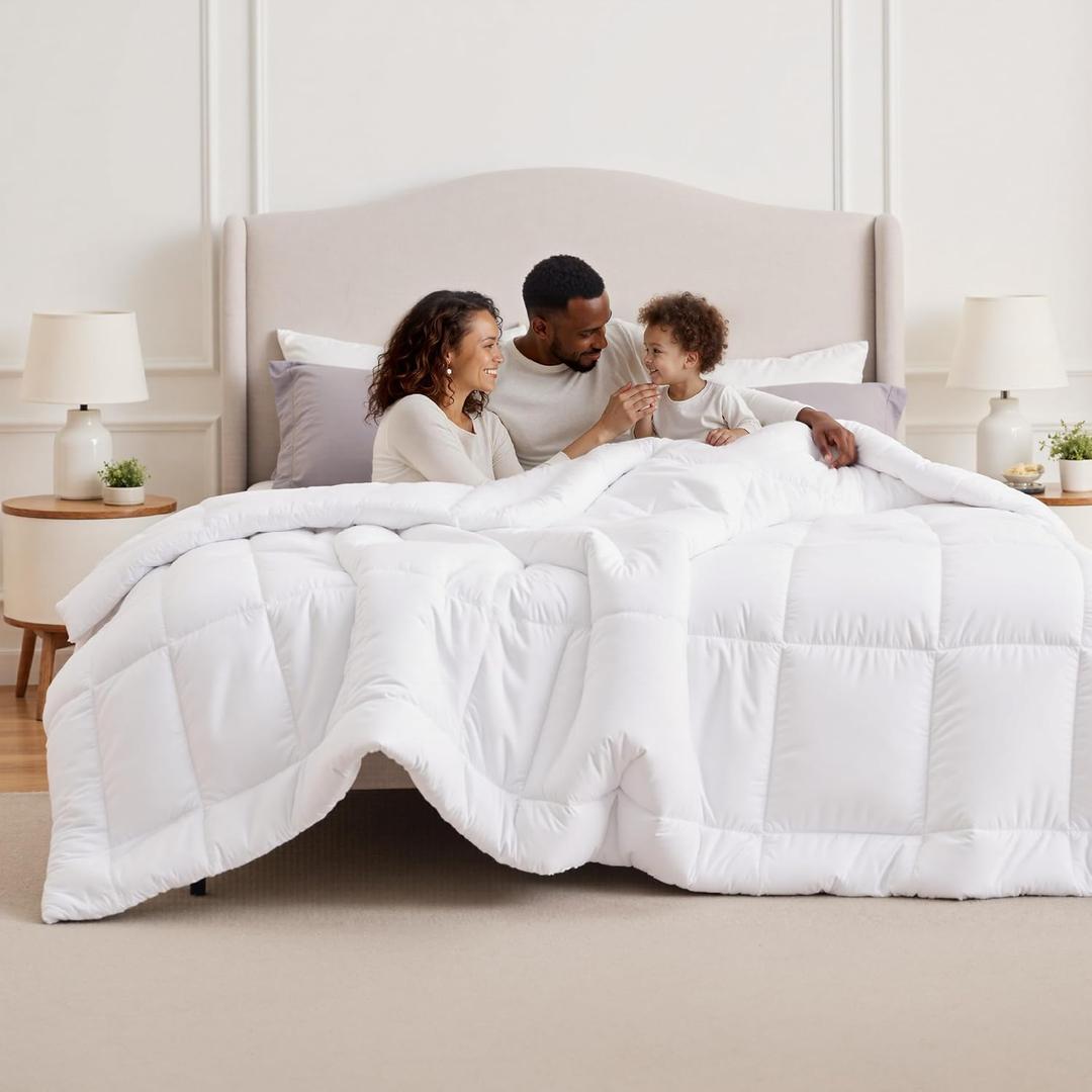 Bedsure Comforter Duvet Insert, Quilted Bedding Blanket, Oeko-TEX, Oversized King, White