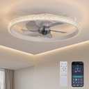 Small Ceiling Fans with Lights and Remote & APP, 17” Modern Low Profile Ceiling Fan with Light for Bedroom, 3000K-6000K Dimmable, 6 Wind Speeds, Easy Recessed Mount for Kids Room,Kitchen
