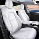 AOMSAZTO Car Seat Cover for Tesla Model Y 2020 2021 2022 - Full Set Customized White Seat Covers (with Armrest Cover)