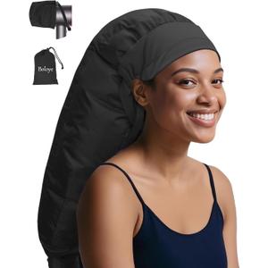 Boloye Hair Dryer Bonnet Attachment  28.5" XL Hooded Dryer Cap for Faster Drying & Deep Conditioning, Extra-Large Space Fits Thick, Curly Hair & Styling Tools (Black, Extra Large)