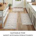 GRANNY SAYS Boho Kitchen Rug Sets of 3, Non Slip Washable Faux Wool Kitchen Mats for Floor, Thick Soft Anti-Fatigue Comfort Standing Mat Runner Rugs for Hallway Laundry Room, Beige