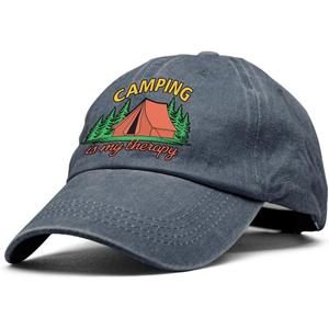 XQLZY Camping Is My Therapy Adjustable Baseball Cap, Retro Cotton Hat for Men Women, Funny Camp Cap Gifts for Wilderness Camper Camping Crew Adventure Lover, Baseball Hats for Outdoor Fanatic