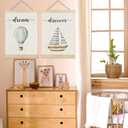 ignytiger Hot Air Balloon Boat Wall Art Decor, Baby Boy Nursery Wall Decor, Blue Boy Nursery Hot Air Balloon Decoration for Classroom Nursery Playroom Bedroom,12x16 Inches Set of 2