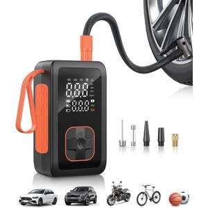 Tire Inflator Portable Air Compressor, 150PSI & 3X Faster Cordless Air Pump for Car Tires with LED Light, Tire Pump with Cigarette Lighter Plug for Cars, Motorcycles, Bicycles, Balls(Black)