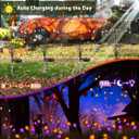 Albelt Halloween Decorations Outdoor, 6 Pack Solar Firefly Lights Outdoor, 48 LED Solar Halloween Lights, Waterproof Swaying Garden Light (Sway by Wind) for Outside Pathway Decor (Orange and Purple)
