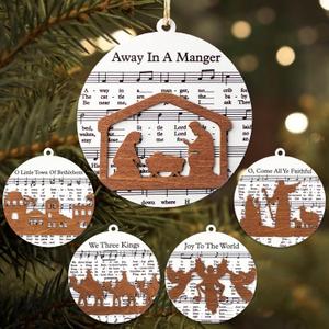 2 x 5 Pcs Wooden The Nativity Story Ornaments Set, Christian Religious Gifts for Women, Kids, Valentines Day Gifts for Mom, Merry Christmas
