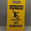 SmartSign 25 x 12 inch “Caution - Icy Surface” Two-Sided Folding Floor Sign with Symbol Black and Yellow