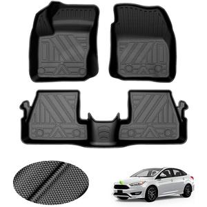 T TGBROS Floor Mats for Ford Focus 2012-2018 All Weather Protection TPE 2 Rows Floor Liners Custom Fit for Focus Accessories Car Mats Non-Slip Black