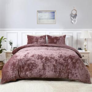 CAROMIO Velvet Duvet Cover King, Soft Flannel Comforter Cover for All Season, Machine Washable Luxury Bedding Set with Corner Ties and Button Closure, Dusty Pink (King(104"x90"))