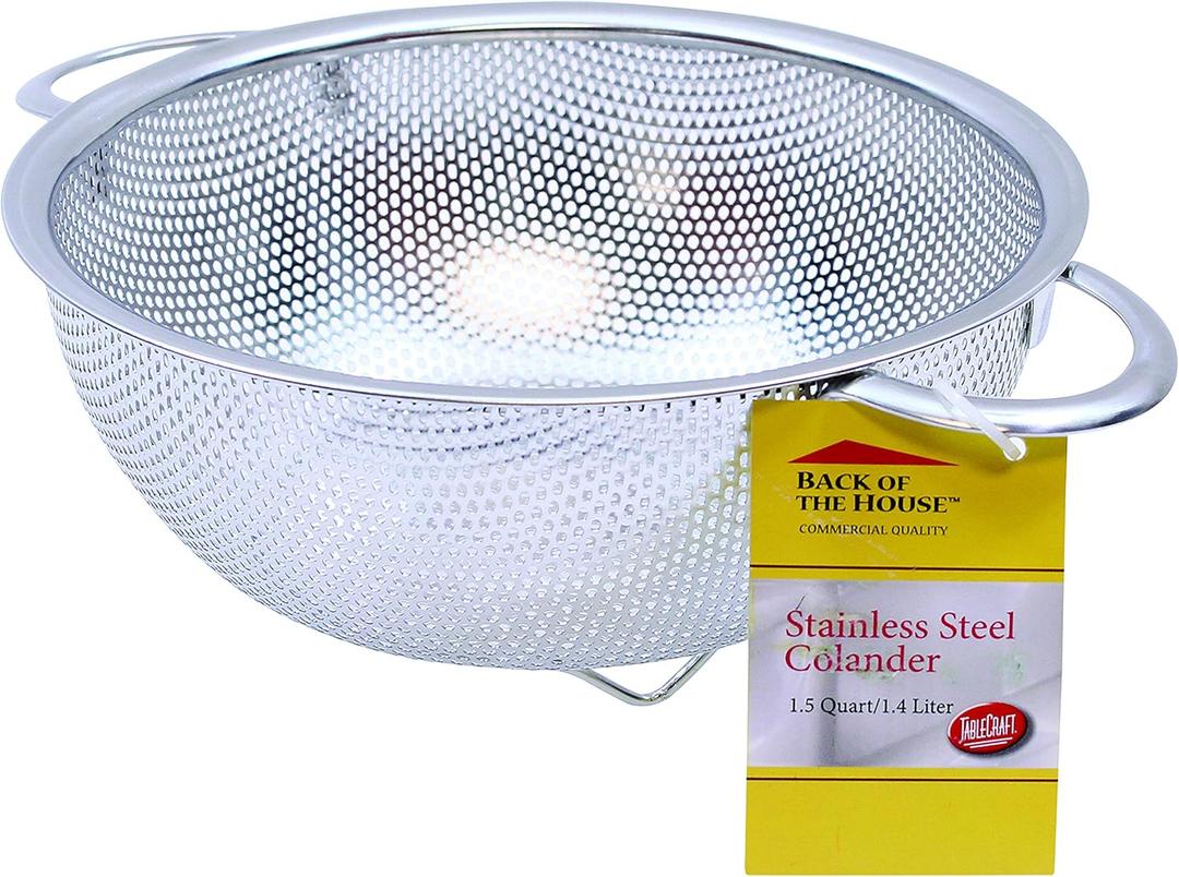 Tablecraft 1.5 Quart Colander with Handles, Stainless Steel
