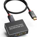 HDMI 2.1 Splitter 1 in 2 Out 4K 120Hz with 8K HDMI Cable and Power Adapter, BolAAzuL 8K 60Hz 1x2 HDMI Y Splitter with Audio Out for Dual Monitors Duplicate, Support HDCP 2.3 HDR for PS5/Xbox/PC/TV