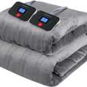 Westinghouse Electric Blanket Queen Size, Super Cozy Soft Flannel 84"" x 90"" Heated Blanket with 10 Fast Heating Levels & 1-12 Auto-Off, Machine Washable, ETL&FCC Certification, Light Grey