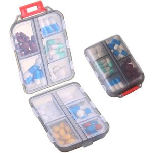 1Pack Travel Pill Organizer - 10 Compartments Pill Case, Compact and Portable Pill Box, Perfect for On-The-Go Storage, Pill Holder for Purse Gray