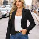 FOLUNSI Women's Business Casual Cropped Blazer Lapel Collar Long Sleeve Work Office Suit Jacket with Fully Lined Large