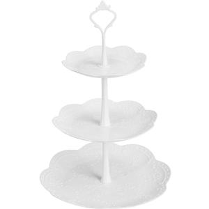 Coitak 3 Tier Cupcake Stand, Plastic Tiered Serving Stand, Dessert Tower Tray for Tea Party, Baby Shower and Wedding (Pure White) (Plastic)