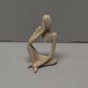 Sandstone Resin Thinker Style Abstract Sculpture Statue Collectible Figurines Home Office Bookshelf Desktop Decor(Small Sandstone,Left)