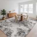 Asrug Abstract Area Rug 5x7 Feet - Black and Grey Rug Non-Slip, Living Room Bedroom Kitchen Carpet, Machine Washable 5'x7', Easy Clean Soft Indoor Floor Decor for Office Bathroom,Black/Grey/White, 5x7ft Dia