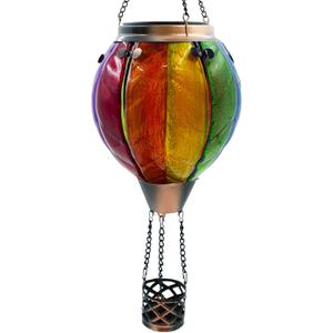 Glass Solar Hot Air Balloon Lantern with Flame Hanging Garden Flickering Light Outdoor Waterproof for Yard Patio Tree Mother's Day Gift, Colorful Glass Solar Hot Air Balloon Lantern with Flame Hanging Garden Flickering Light Outdoor Waterproof for Yard Patio Tree Mother's Day Gift, Colorful