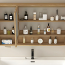 Brown Frameless Modern Medicine Cabinet with Shelves and Mirror Included - 38"L x 5"W x 28"H Lighting Not Included