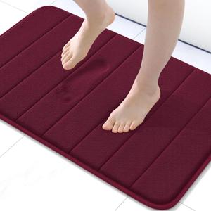 Buganda Memory Foam Bath Mat, 30" x 20", Ultra Soft and Non-Slip Bathroom Rugs, Water Absorbent and Machine Washable Bath Rug for Bathroom, Shower, and Tub, Burgundy