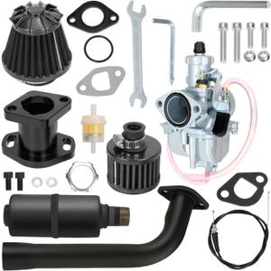 YOXUFA 212cc Carburetor VM22 Carb Exhaust Muffler Stage 2 Kit Replacement for Predator 224cc 196cc 200cc 6.5hp Engine Coleman CT200U BT200X Baja Warrior MB200 GX160 GX200 Mini Bike Go Kart Parts