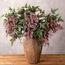 Zeyune 3 Pcs Artificial Dusty Plum Berry Stem 35 Inch Spring Faux Flowers Picks Branches Fake Realistic Sedum Stem Spray for Wedding Holiday Seasonal Farmhouse Mantel Harvest DIY Home Decorations