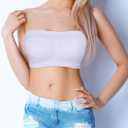 Women Bandeau Bra Padded Strapless Bralette Bra Seamless Bandeau Tube Top Bra (White, L)