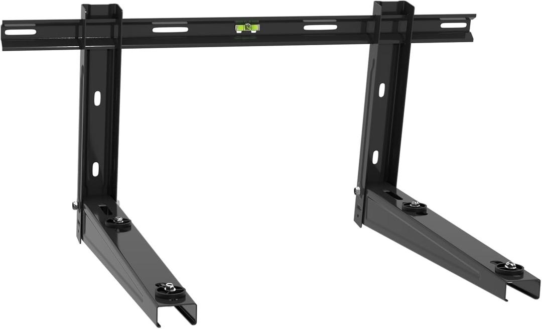 ICOOL Mini Split Wall Mounting Bracket for 9000-36000 BTU Ductless AC | Black, Outdoor Heavy Duty Foldable Wall Mount Condenser Bracket, For Heat Pumps, Compressors & HVAC Systems