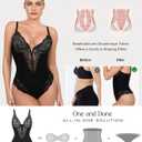 Popilush Shapewear Bodysuits for Women Lace Corset Tops Tummy Control V Neck Sleeveless Body Suit Thongs, 4XL