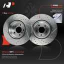 A-Premium 13.58 inch (345mm) Rear Drilled and Slotted Disc Brake Rotors Compatible with Select BMW Models - 535i, 535i GT, 535i GT xDrive, 550i, 550i/740Li xDrive, 740i, 740Li, 640i, 650i, 2-PC Set