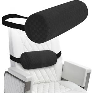 Lumbar Roll Pillow for Lower Back, Lumbar Support Foam Roll Cushion with Pillowcase and Upgraded Strap for Office, Chair, Car, Seat Pain Relief & Improving Posture (Black, Short-11 * 4.3'')