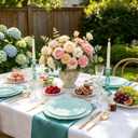60pcs Mint Green Plastic Plates - Baroque Dinner Plates Including 30 Green Plates Disposable10.25inch, 30 Dessert Plates 7.5inch for Upscale Wedding/Party