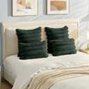 HAUSSY Faux Fur Throw Pillow Covers 24x24 Inch Set of 2, Decorative Striped Neutral Pillow Cases Soft Plush Couch Pillow Covers, Home Decor for Sofa,Bed, Living Room, Dark Green