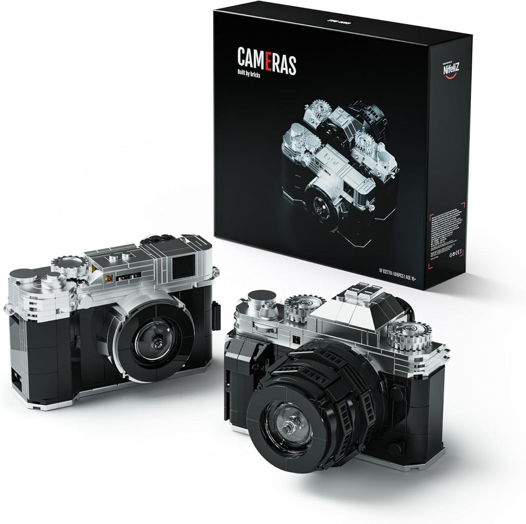 Nifeliz Cameras Building Set for Adults, 2 Collectible Camera Models to Build and Display, Creative Gift for Photographers (816PCS, NF10277A)