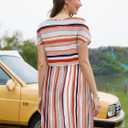 Womens Summer Striped Short Sleeve T-Shirt Dresses Casual Crew Neck Mini Dress Flowy Beach Sundress (XXL)
