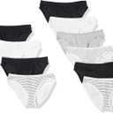 Amazon Essentials Women's Cotton Bikini Brief Underwear (in Plus Size), Pack of 10, Black/Bright White/Grey, Size:M