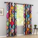 Bohemian 100% Blackout Curtains for Bedroom 96 inch Long 2 Panels Set Boho Colorful Mandala Thermal Insulated Room Darkening Window Drapes Patterned Black Out Curtains for Living Room, 52Wx96L