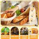 Hahafelt 2 Pack Beeswax Bread Bags for Homemade Sourdough Bread 17" x 13" Wide Zipper Access Organic Beeswax Linen Cotton Food Storage Bag with Sealing Zip to Keep Fresh(Bee)