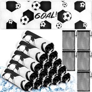 Peryiter 20 Pcs Soccer Towel 40 x 12 Inch Breathable Ice Sweat Towel with Storage Bag Quick Dry Microfiber Soccer Team Gift Party Favors for Fitness Camping Gym Running Sports Men Women Coach Gift