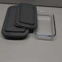 4Piece Deep Glass Baking Dish Set with Plastic lids,Rectangular Glass Bakeware Set with Lids, Baking Pans for Lasagna, Leftovers, Cooking, Kitchen, FreezertoOven and Dishwasher, Gray