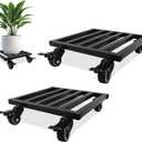 Plant Caddy with Wheels 10'' 2 Pack Metal Rolling Plant Stand Plant Dolly with Lockable Casters Aluminium Heavy Duty Pot Mover Rollers Indoor Outdoor Planter Trolley Holds up 440 Lbs Planter Black