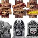 Halloween Decorations Outdoor, 6 Pack Realistic Corrugated Plastic Tombstones and Scary Graveyard Signs with Stakes, Statues Scary Lawn Decor for Vampire Graves, Garden, Home and Party