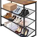 Garden 4 you 4-Tiers Shoe Storage Freestanding Organizer Modern 25.2 in Tilting Adjustable Shoe Rack for High Heels, Entryways, Hallways, Closets, Dormitory Rooms, Industrial, Brown