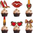 24Pcs Cheetah Cupcake Toppers Cheetah Cake Decorations Cheetah Print Party Decorations Girls Makeup Bachelorette Birthday Bridal Shower Supplies for Women